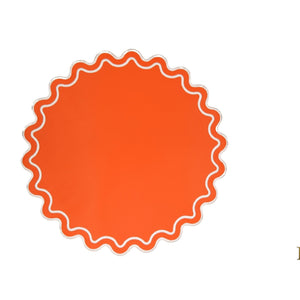 Solace Orange & White Scalloped Faux Leather Placemat