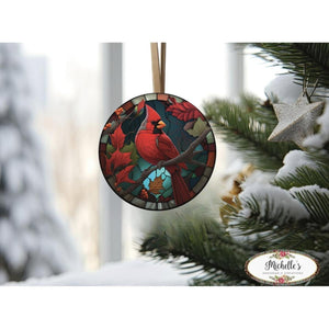 Faux Stained Glass Cardinal Bird Sign