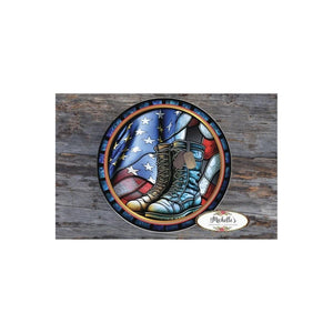 Faux Stained Glass Military Boots Sign