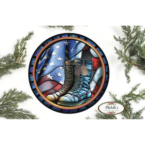 Faux Stained Glass Military Boots Sign