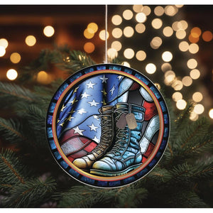 Faux Stained Glass Military Boots Sign