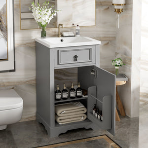 Elegant Bathroom Vanity With Ceramic Sink, Soft Close Door, Adjustable Shelf