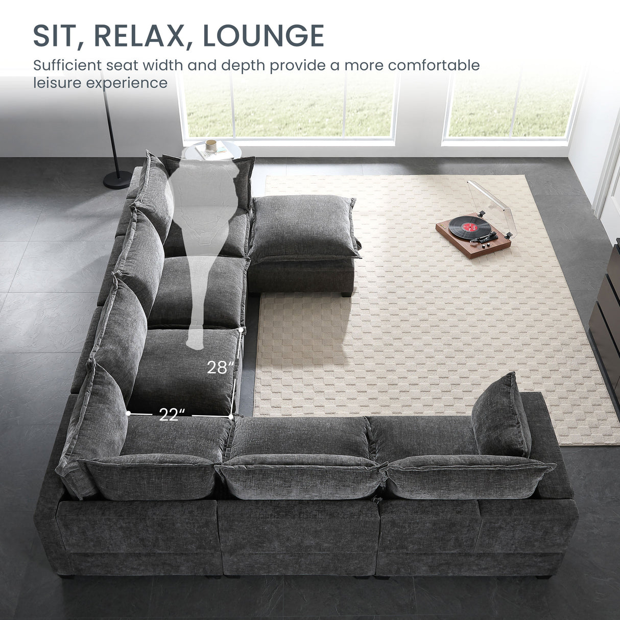 117.5'' Modular Sectional Sofa with Movable Storage Ottoman