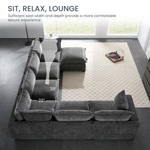117.5'' Modular Sectional Sofa with Movable Storage Ottoman