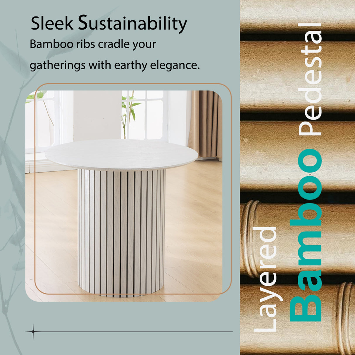 Modern 4-Person Dining Set with Bamboo & MDF Table and Fabric Chairs