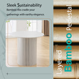 Modern 4-Person Dining Set with Bamboo & MDF Table and Fabric Chairs