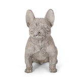Dog Garden Sculpture, Outdoor French Bulldog Garden Statue, Rustic White