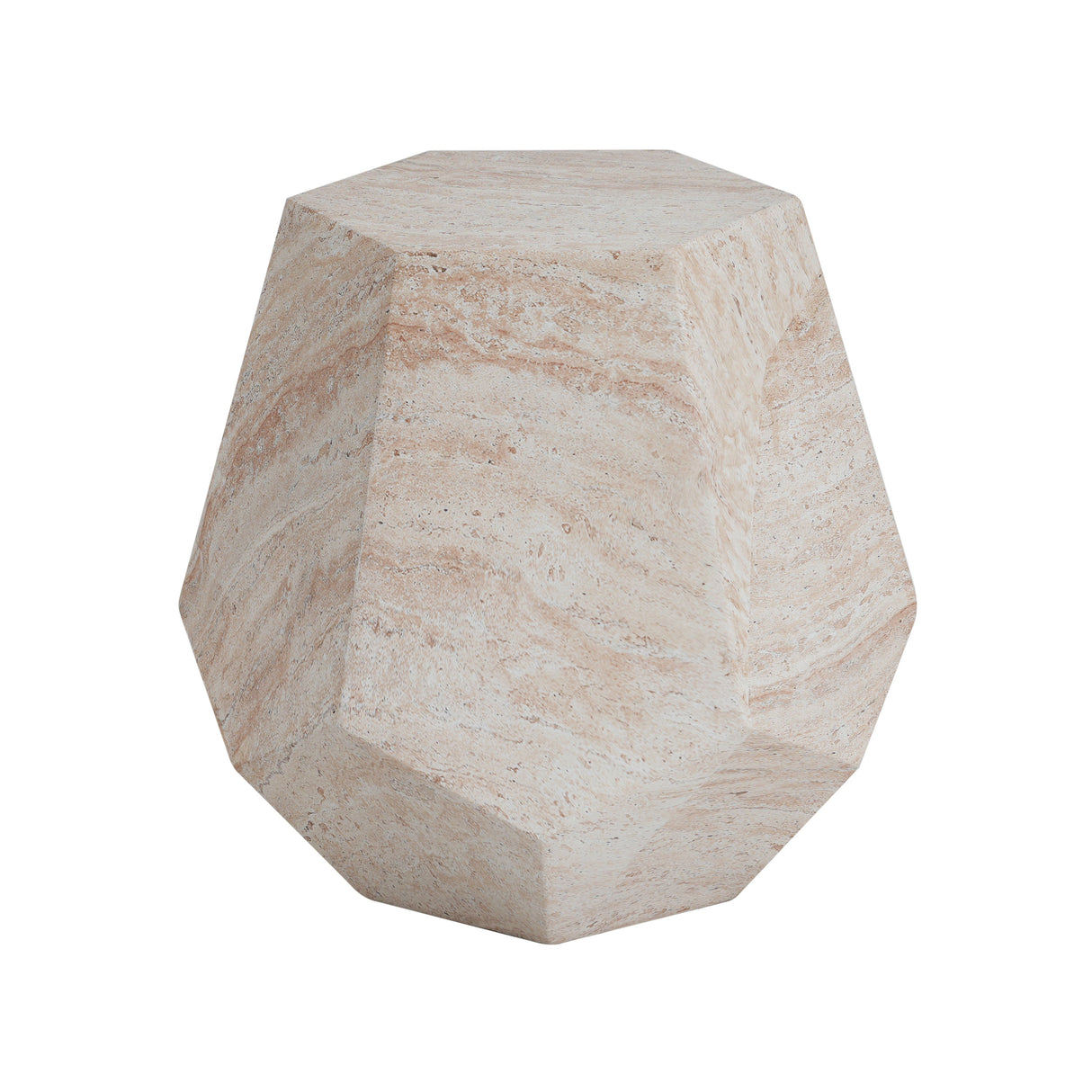 Outdoor/Indoor Lightweight Concrete Side Table with Travertine Finish in Beige