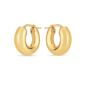14k Yellow Gold Small Puffy Hoops