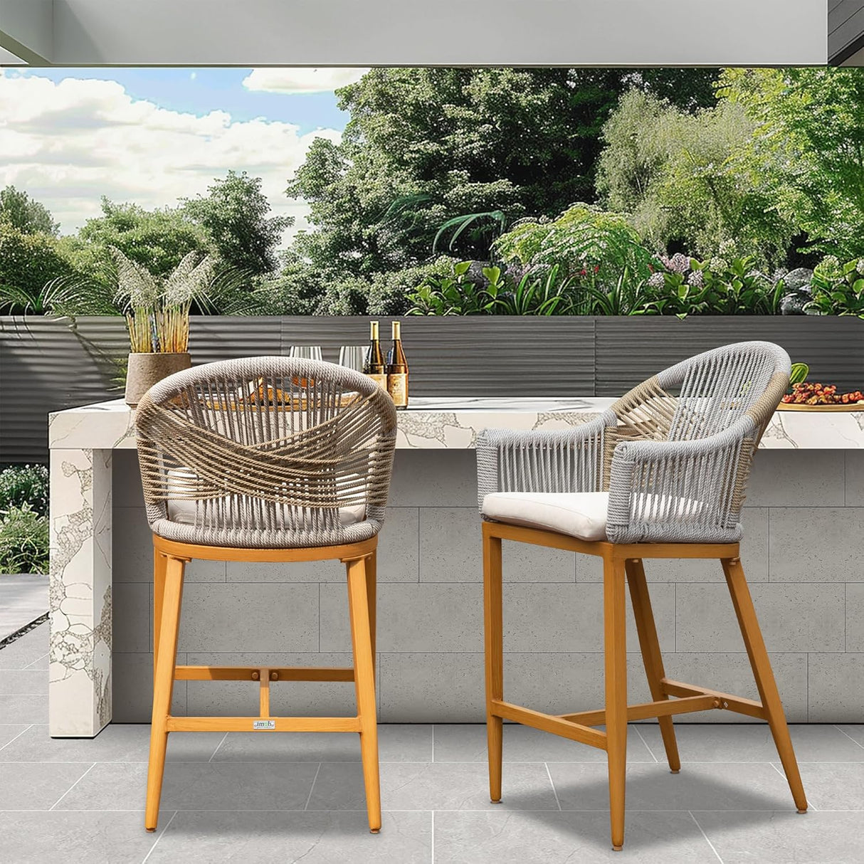 Bar Stools Set of 2 with Arm and Backrest