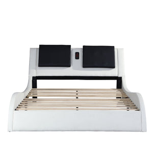 Platform Bed Frame With LED Lighting, tooth Music, Vibration Massage