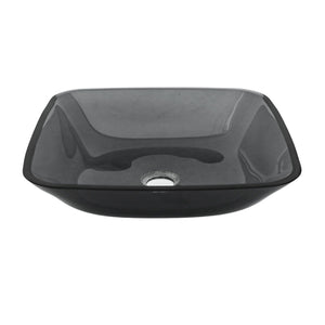 Square Vessel Sink For Bathroom, Above Counter Design With Pop Up Drain, Smooth Rounded Edges - Gray