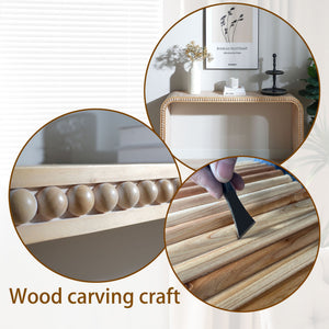 59in Console table with wood beads,curved waterfall-style table