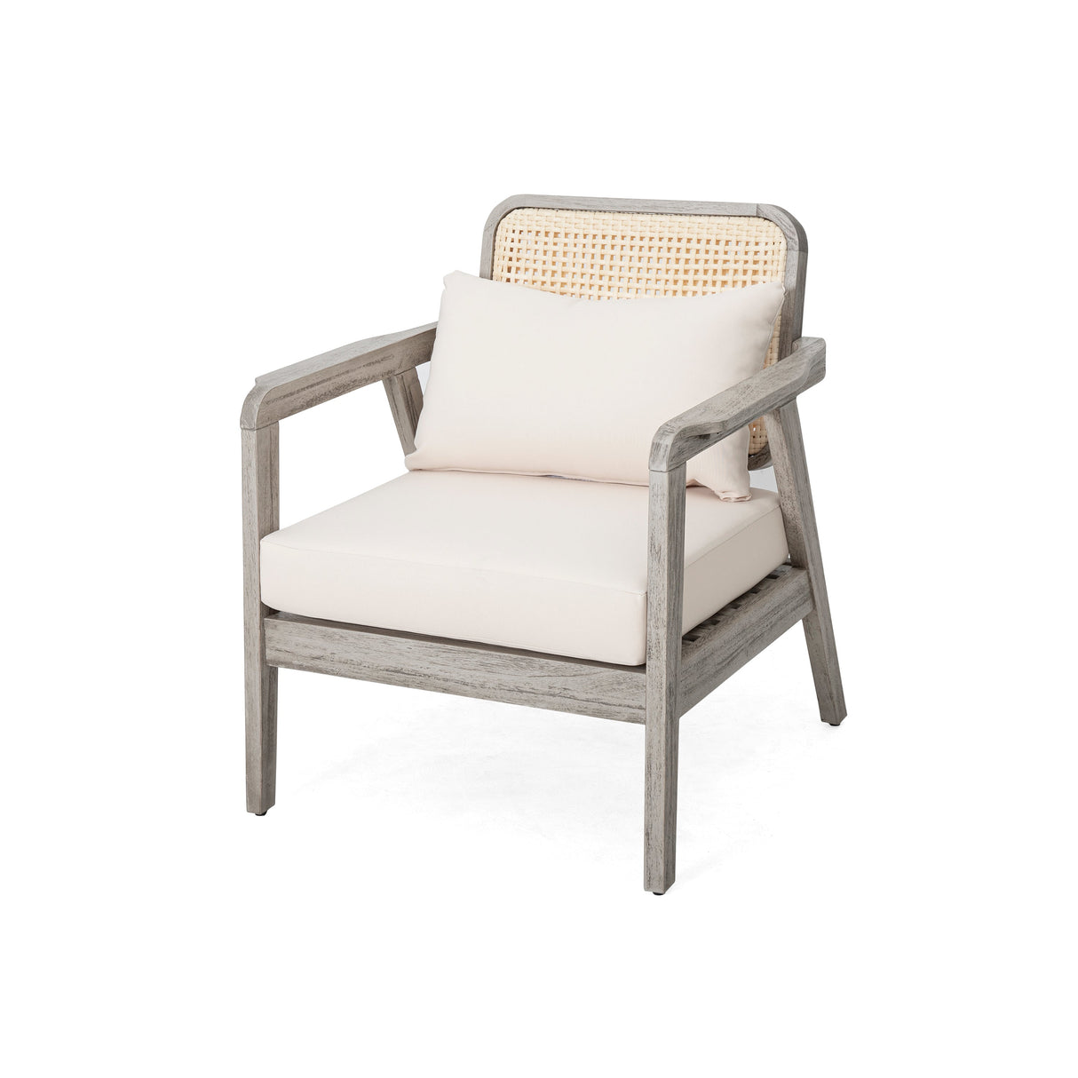Set of 2 Outdoor Acacia Wood Patio Club Chairs with Cushions