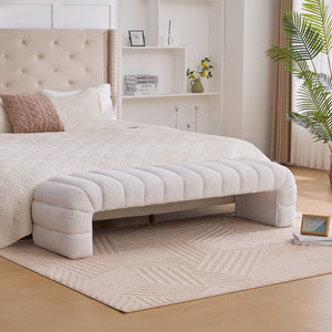 Modern Upholstered Armless Bed Bench With Channel Tufted Design