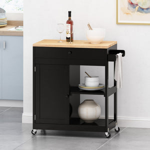Lanier Kitchen Cart With Wheels - Black