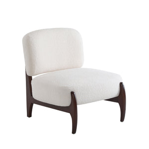 Modern Boucle Lounge Chair with Solid Wood Frame