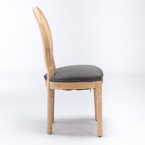 A&A Furniture French Style Solid Wood Frame Dining Chair Set of 2 - Gray