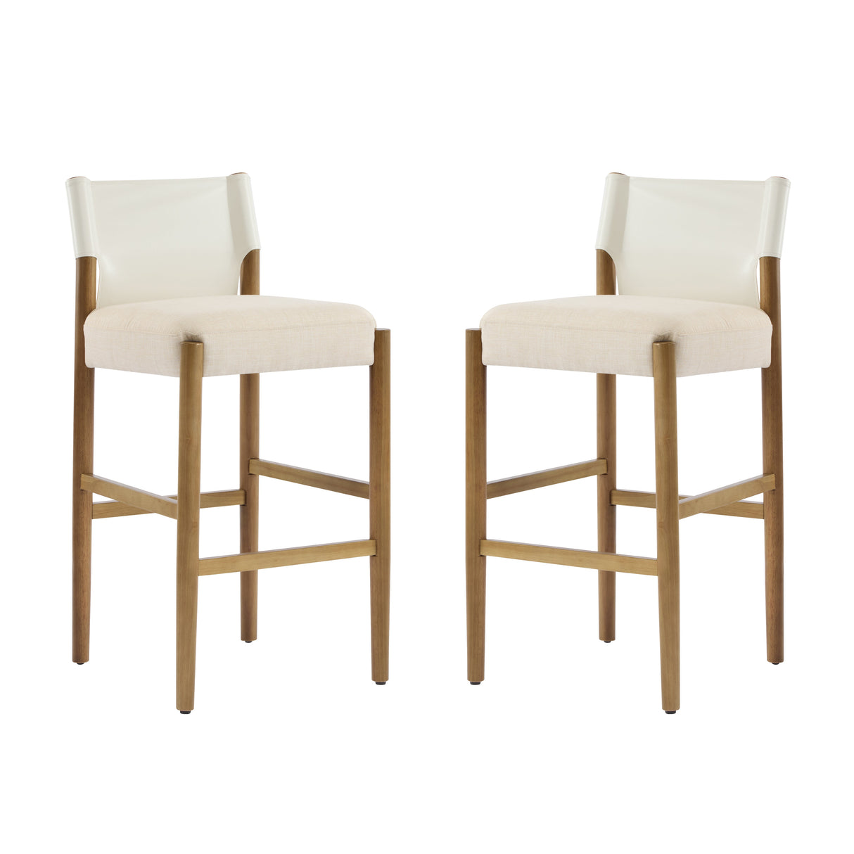 28.5'' Modern Solid Wood Bar Stool with Polyester Cushion - Set of 2