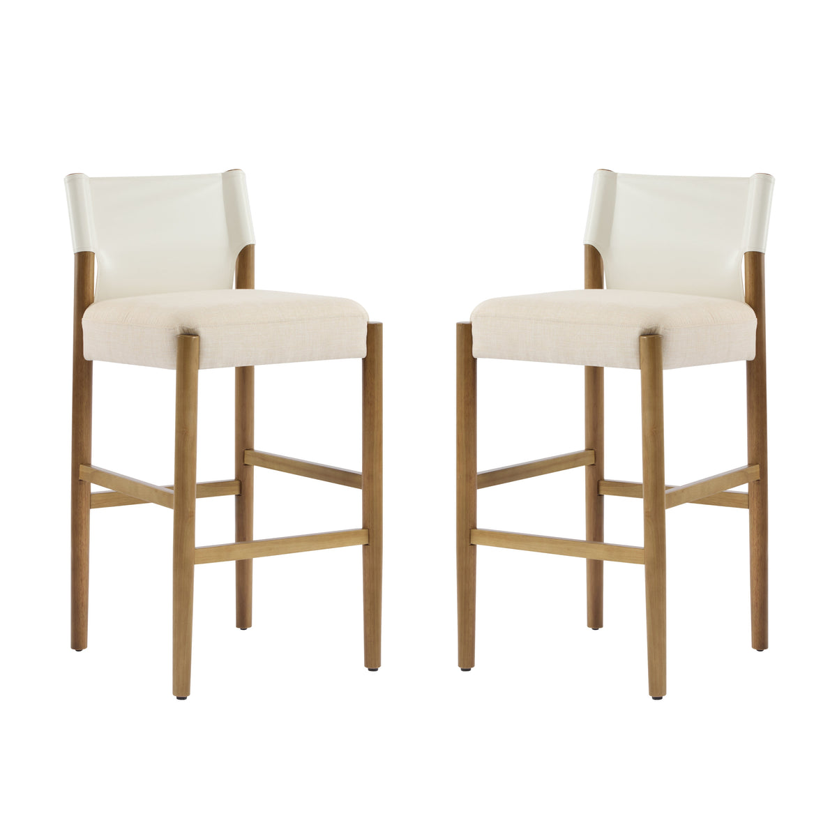 28.5'' Modern Solid Wood Bar Stool with Polyester Cushion - Set of 2