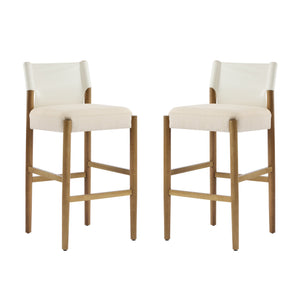 28.5'' Modern Solid Wood Bar Stool with Polyester Cushion - Set of 2