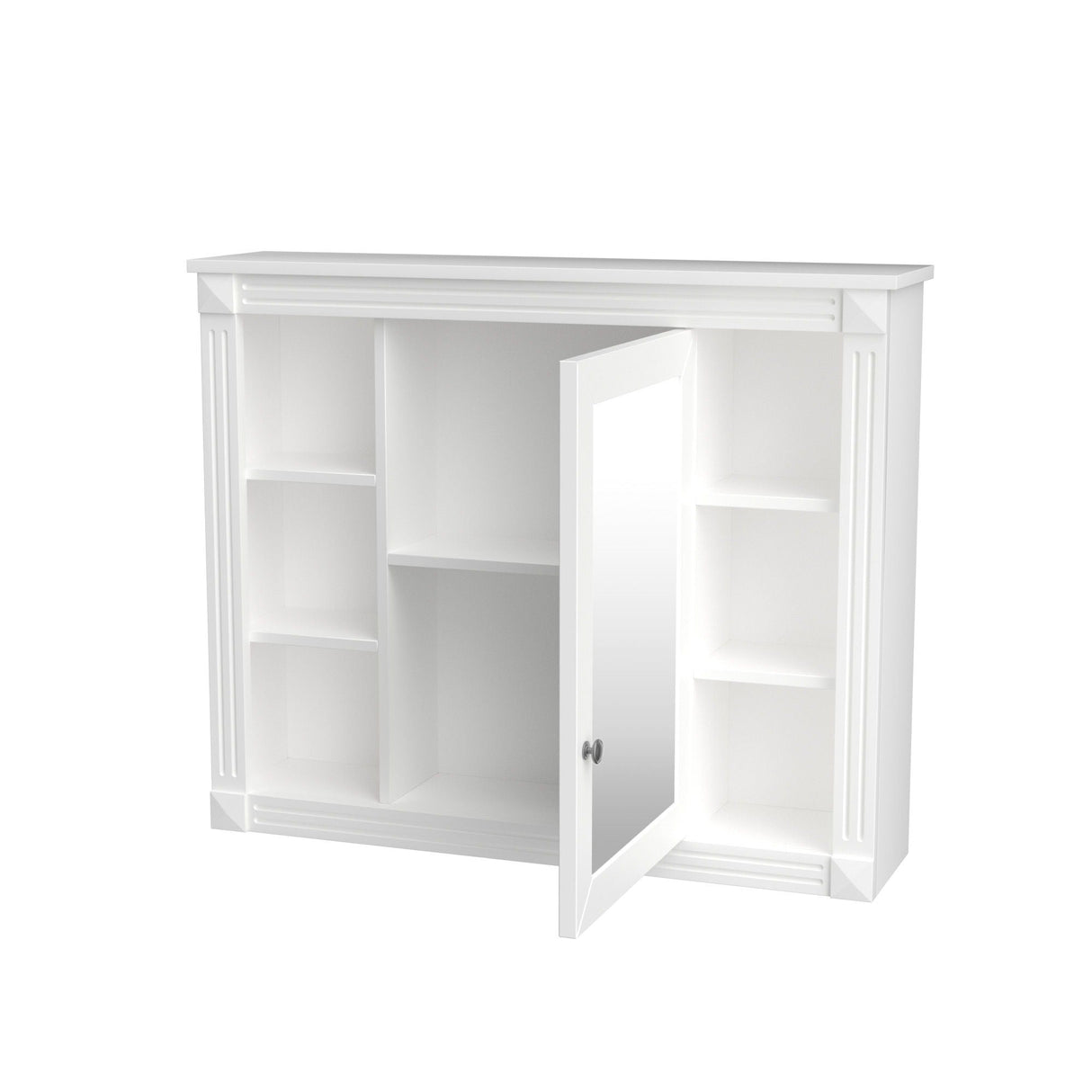 Wall Mounted Bathroom Storage Cabinet With Mirror, Cabinet With 6 Open Shelves And Adjustable Interior