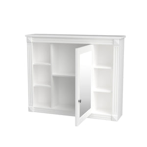 Wall Mounted Bathroom Storage Cabinet With Mirror, Cabinet With 6 Open Shelves And Adjustable Interior