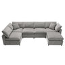 Modern Modular Cloud Sofa Bed, 6 Seat Sectional Couch Set With Ottoman, Free Combination, Convertible U Shaped Sleeper Sofa For Living Room
