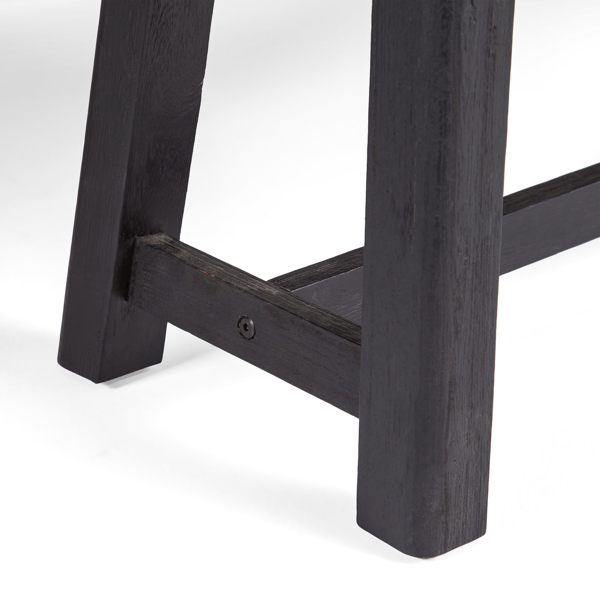 Outdoor acacia wood bench, sandblast gray finish and black