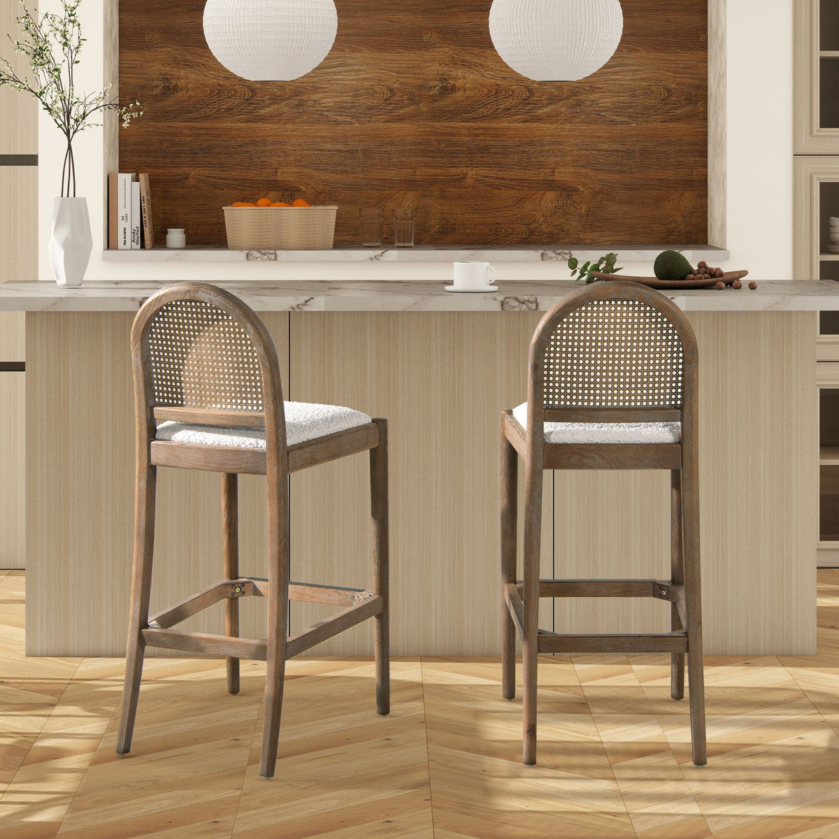 Panama - Curved Back Cane Bar Stool (Set of 2)