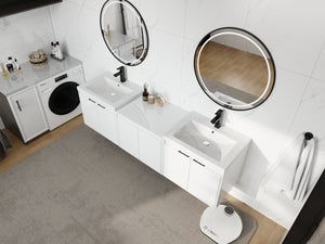 72" Bathroom Vanity With Resin Sink, Soft Close Doors and 1-Side Cabinet