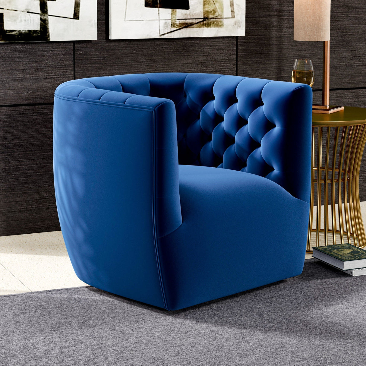 Delaney Velvet Swivel Club Chair