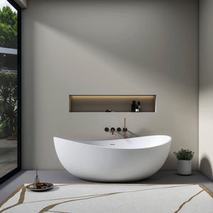 70 Inch Freestanding Solid Surface Soaking Bathtub