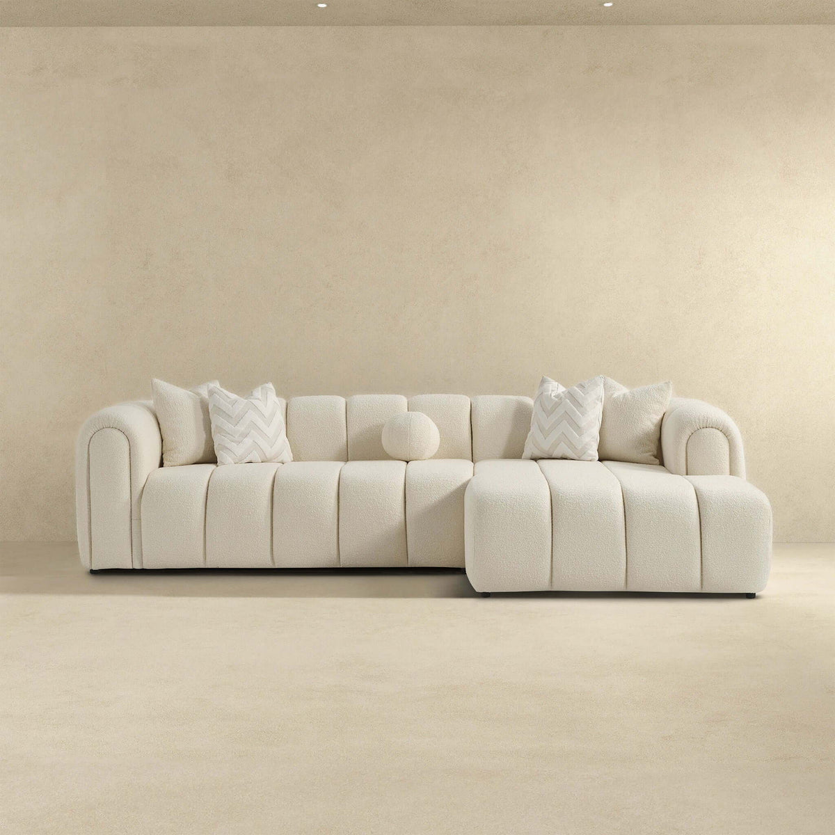 Beatrice - Modern Tufted Right Sectional Sofa - Ivory