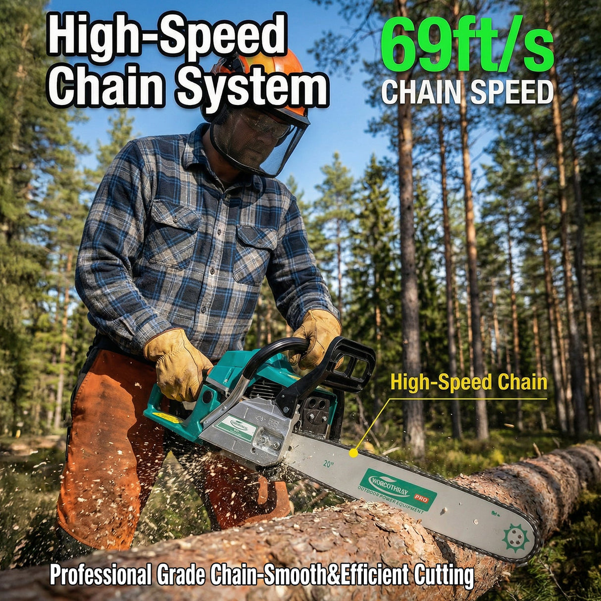 62CC 2-Stroke 20" Gasoline Chainsaw