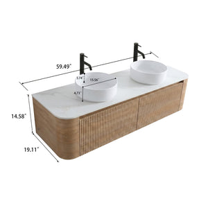 Erba 60 Inch Bathroom Vanity with Sink in Honey