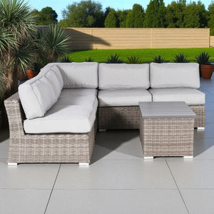 Wicker Sectional Sofa With Cushions And Table