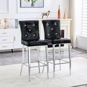 Bar Chairs with Crystal Clasp Design (Set of 2)