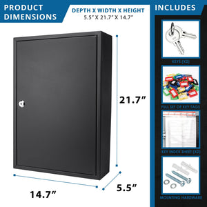 Adjustable Key Cabinet with Lock - Multiple Sizes, Gray or Black