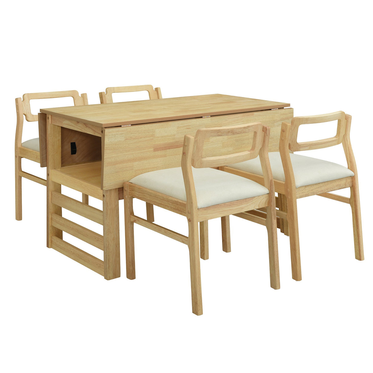 TOPMAX Modern 5-Piece Extendable Wood Dining Table Set