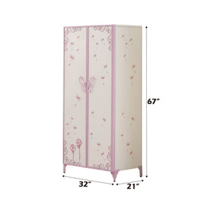 Priya II - Synthetic Leather Purple Wardrobe - Purple / White