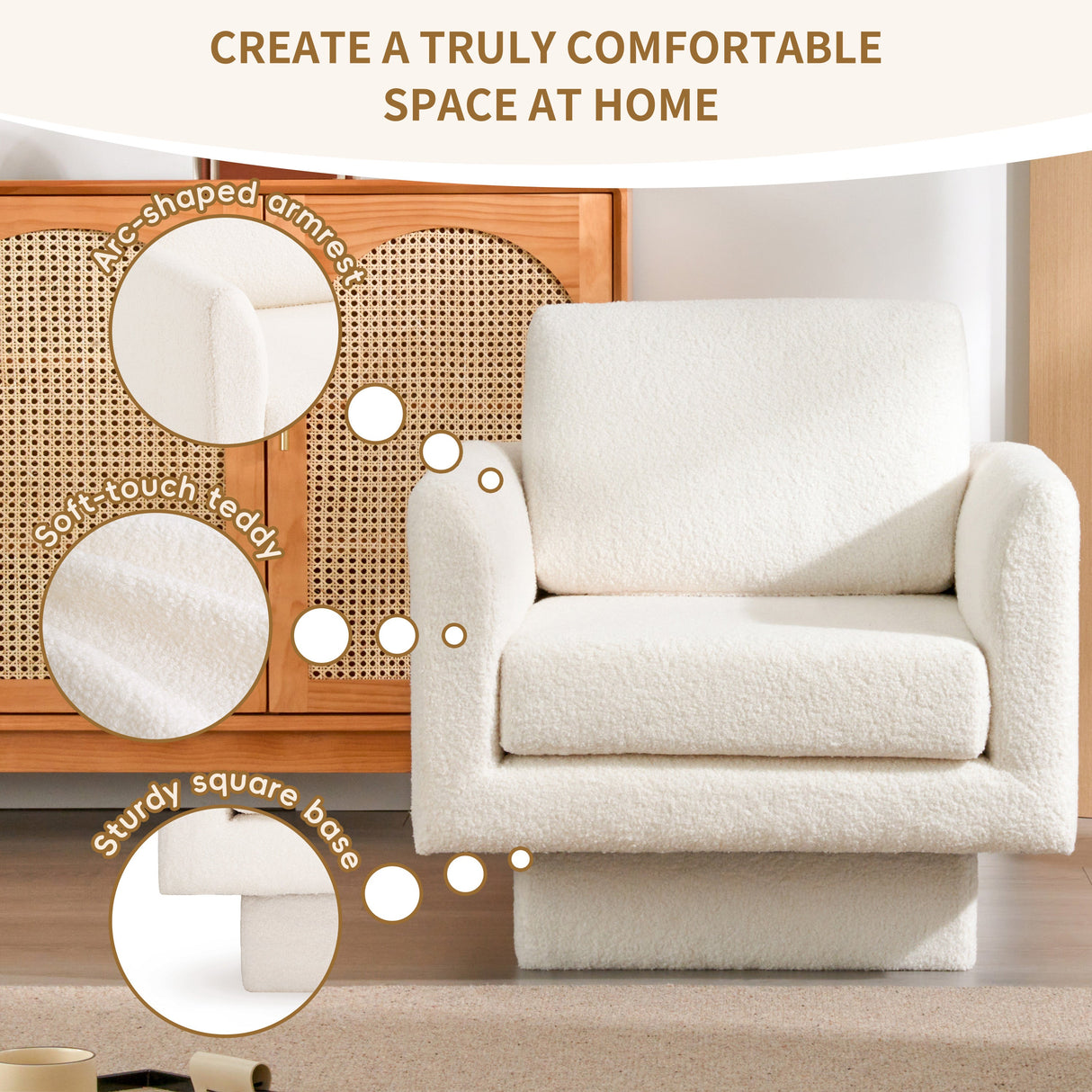 Hartswell Teddy Sherpa Modern Swivel Accent Chair