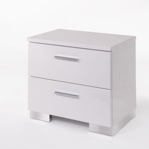 White Wood Nightstand with Storage Drawers - Lorimar