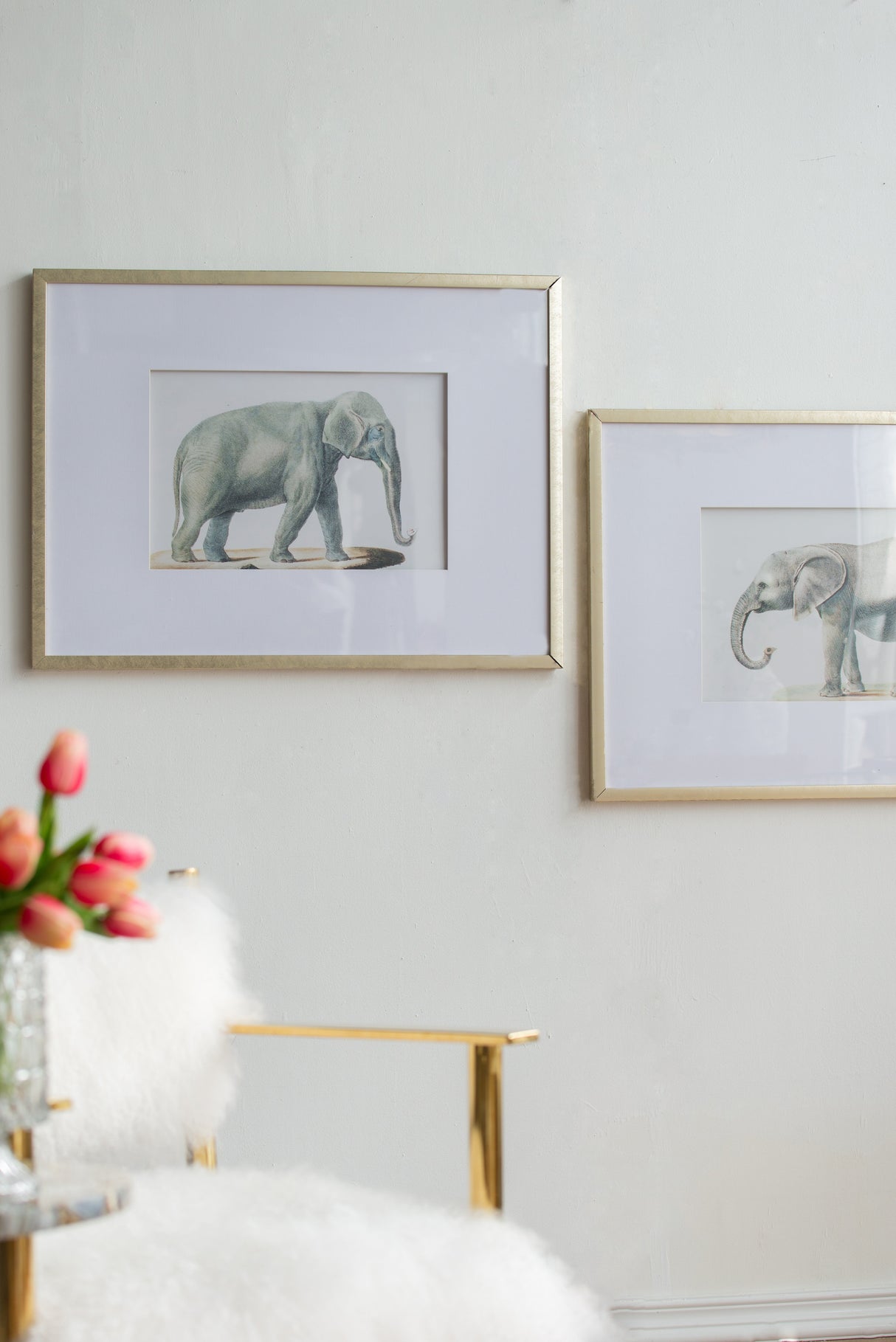 23.6x31.5" Fake Elephant Pencil Drawings, Set of 2