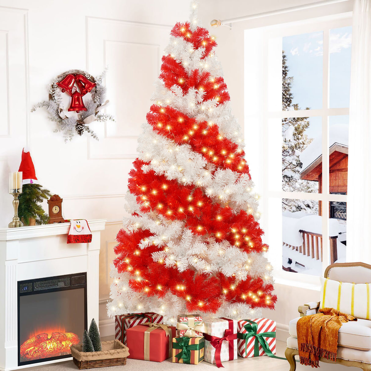 6-Foot Candy Cane Christmas Tree with 300 LED Lights