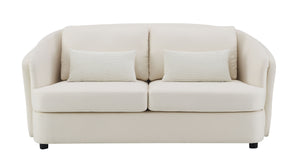 Mariko - Linen Loveseat With 2 Toss Pillows - Beige