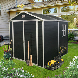 Resin Outdoor Storage Shed Kit Perfect To Store Patio Furniture - Black