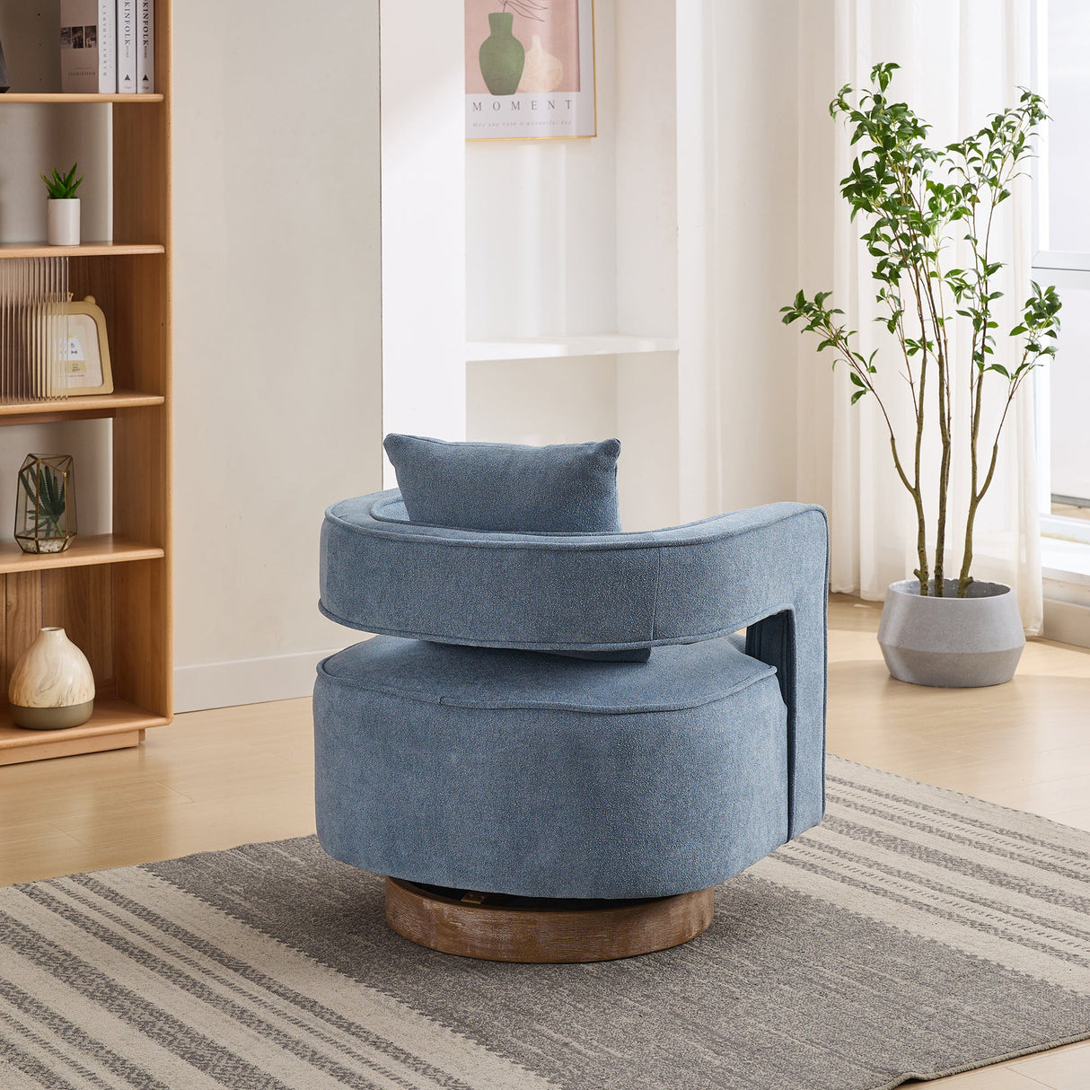 Anthology Upholstered Swivel Chair with Open Back and Removable Pillow