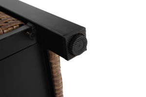 Outdoor Kitchen Wicker Island Rolling Cart & Storage Cabinet Brown