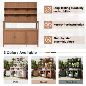 TOPMAX Potting Bench with Hutch, 50.2' Solid Fir Wood Garden Workstation